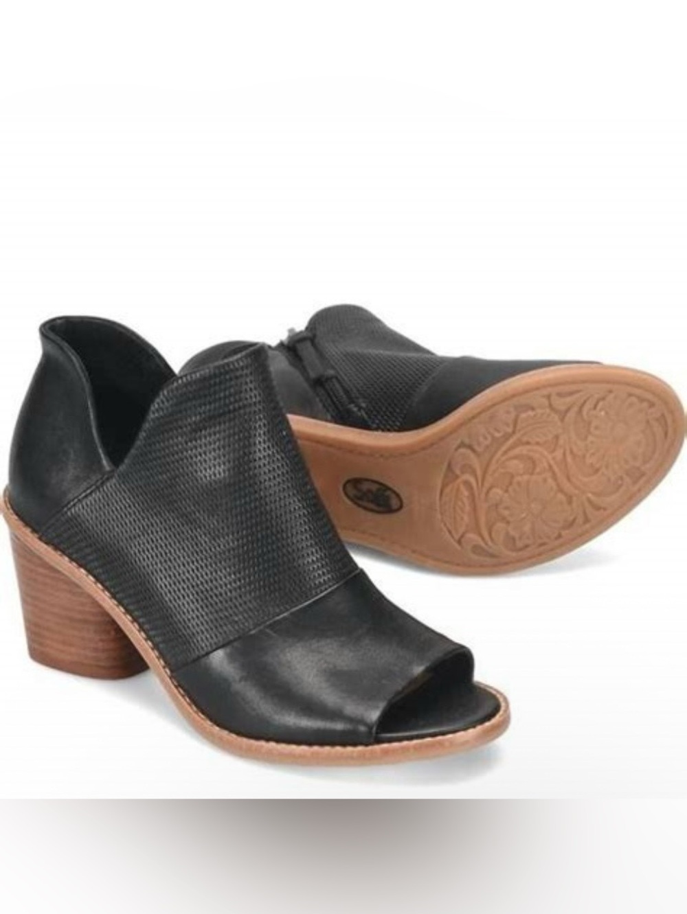 Sofft Leather Peep Toe Bootie Shoes